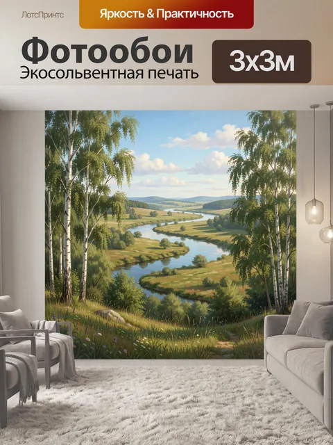 Фотообои Извилистая река среди берёз