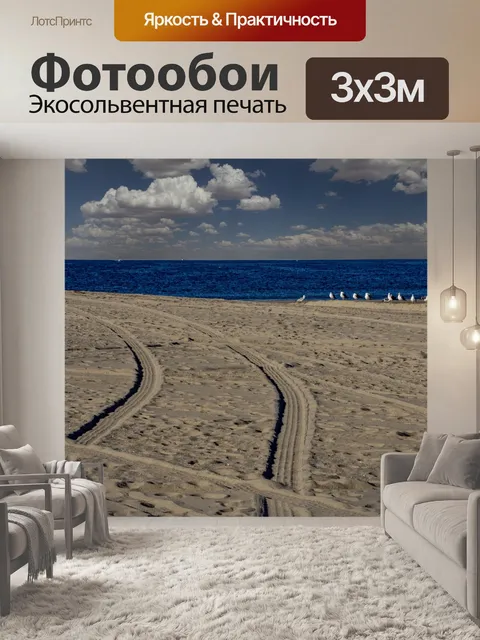 Фотообои Шинная нить в песке и чайках