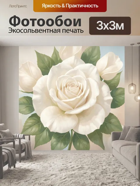 Фотообои Нежная белая роза
