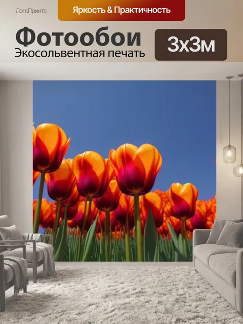 Фотообои тюльпаны с огненными оттенками