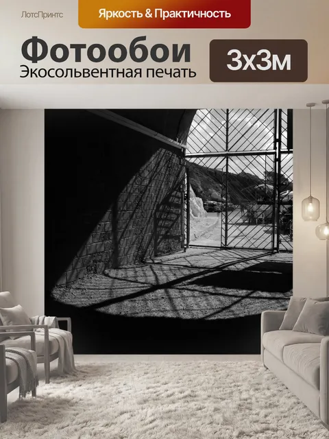 Фотообои Черно-белые ворота в туннеле