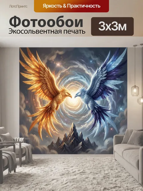 Фотообои Огненный и ледяной фениксы