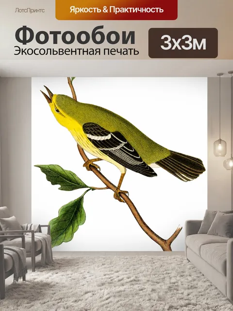 Фотообои Птицы ветка винтажное искусство