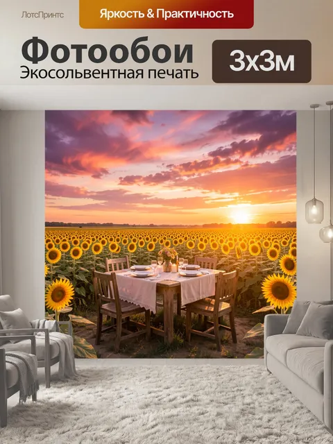 Фотообои Ужин в подсолнуховом поле