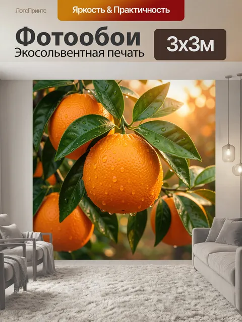 Фотообои Спелые апельсины на ветке