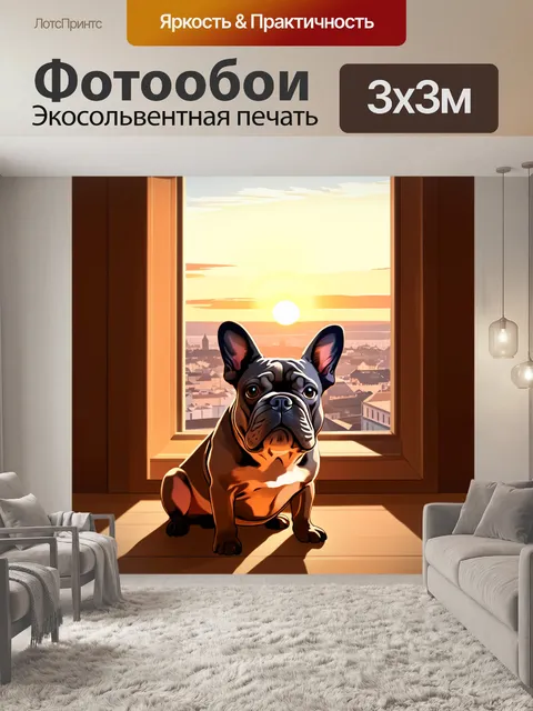 Фотообои композиция с французским бульдогом