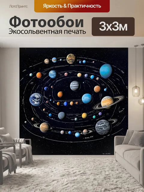 Фотообои космос в стиле аналитический рисунок