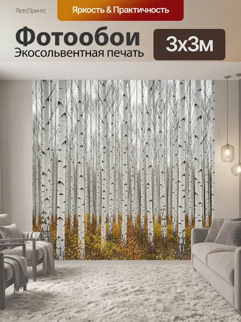 Фотообои Осенний березовый лес