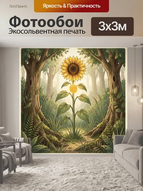 Фотообои Подсолнух в лесной поляне