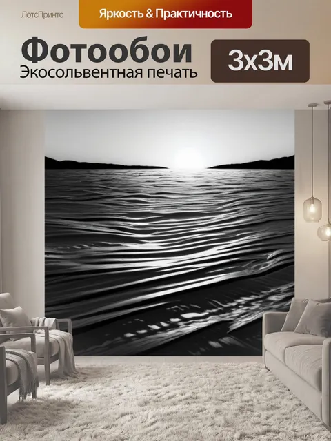 Фотообои пейзаж с закатом легко чернобелый