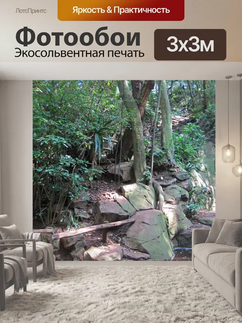 Фотообои скалы и деревья над краем бассейна