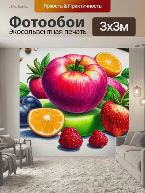 Фотообои рисунок натюрморт с фруктами красками