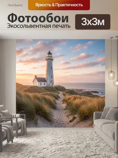 Фотообои Маяк у моря на закате