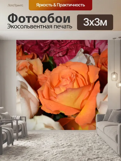 Фотообои Цветочная лоза Розы Красочные