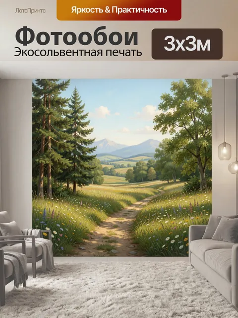 Фотообои Лесная тропа в горах