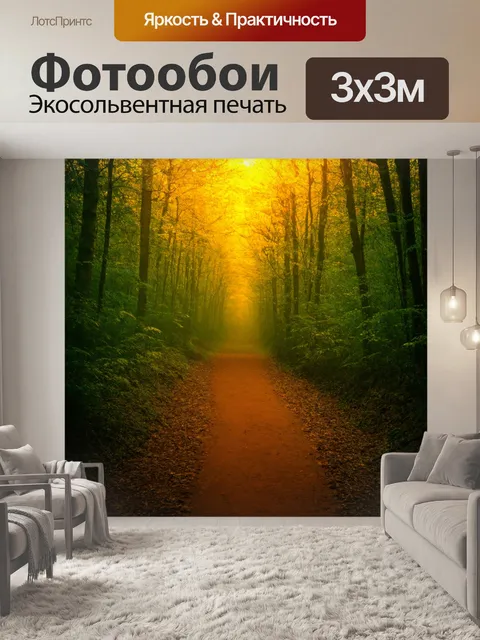 Фотообои градиент загадочного лесного пути
