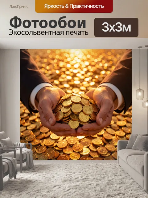 Фотообои Руки с золотыми монетами