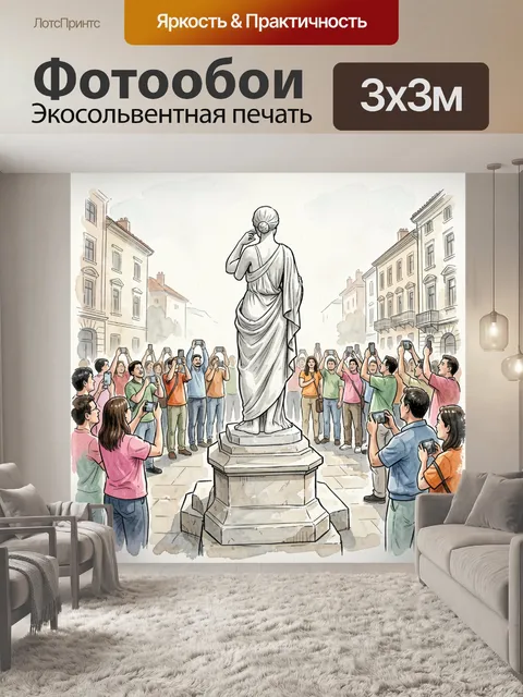 Фотообои Статуя в городской площади