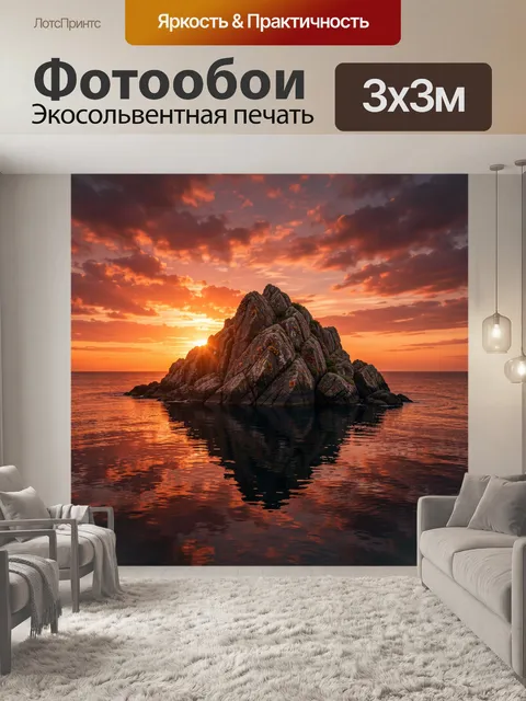 Фотообои Скала у моря на закате