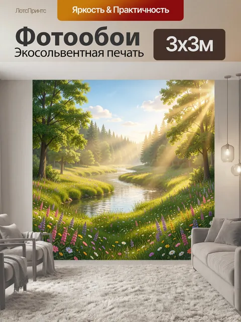Фотообои Лесная река в солнечном свете