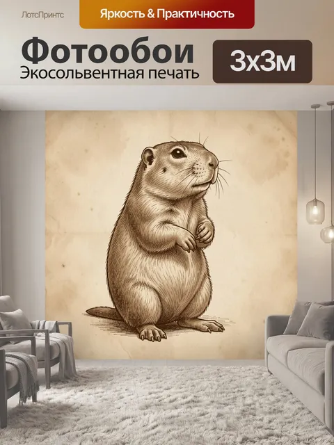 Фотообои Сурок в винтажной графике