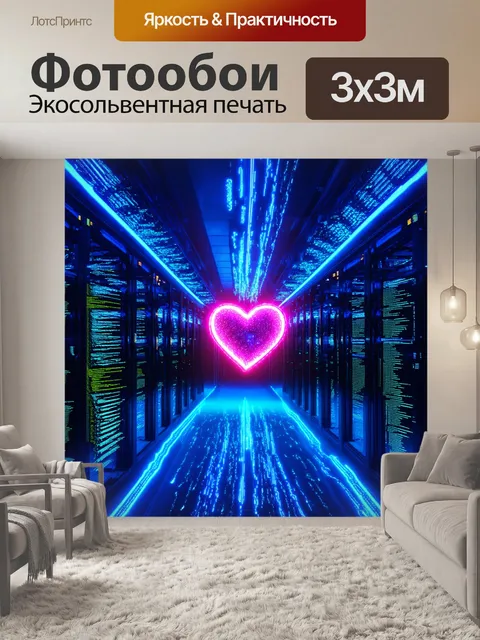 Фотообои центр данных в виде пульсирующей сердца