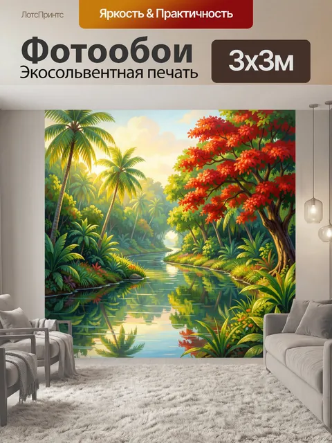 Фотообои Тропическая река в джунглях