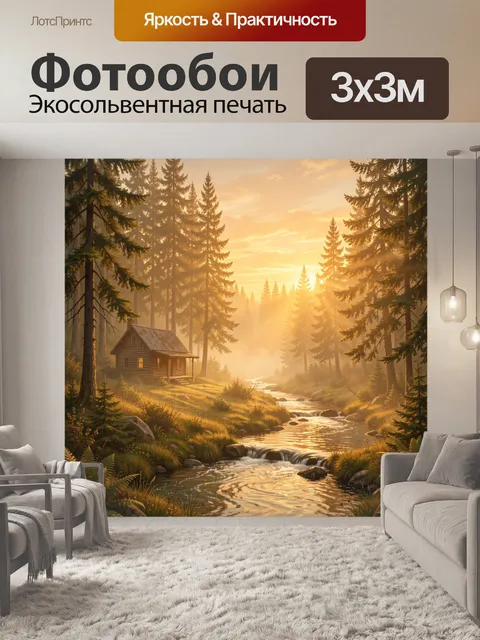 Фотообои Лесная долина на тёплом закате