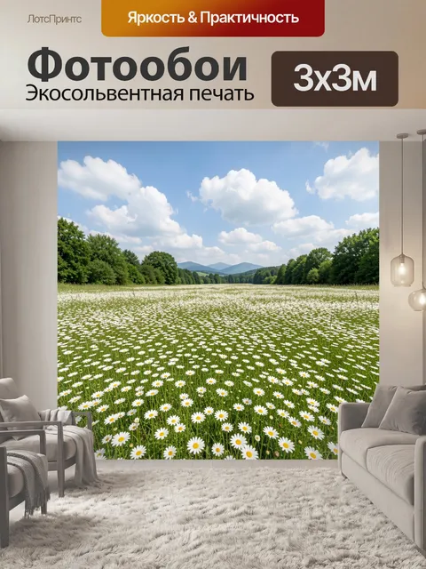 Фотообои Цветущая ромашковая поляна