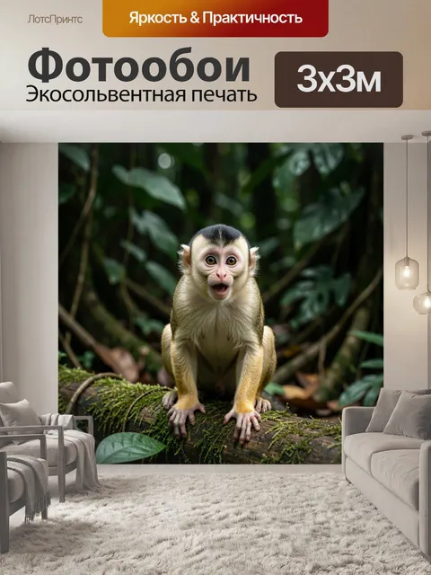 Фотообои Маленькая обезьяна в джунглях