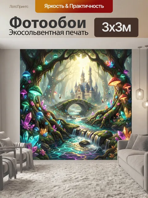 Фотообои Волшебный замок в сказочном лесу