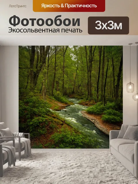 Фотообои пейзаж леса, где деревья представляют правила, а между ими протекает река справедливости, символизируя всю…