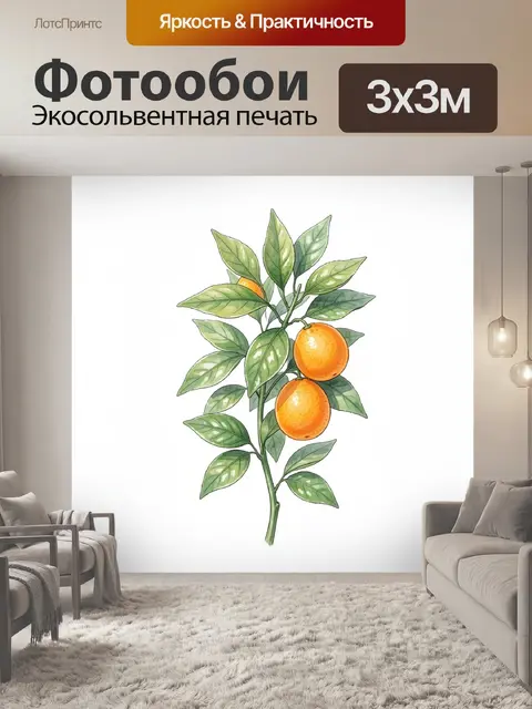 Фотообои Цитрусовая ветка с плодами