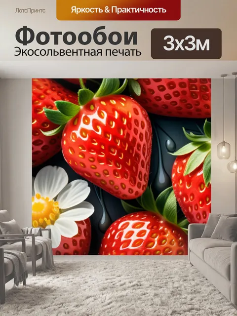 Фотообои пейзаж с клубникой