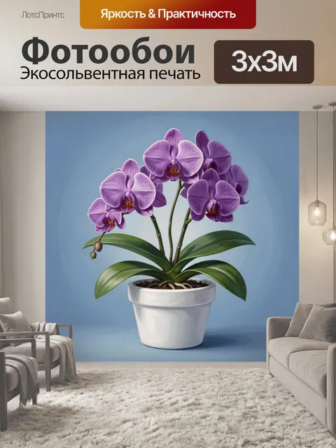 Фотообои Фиолетовые орхидеи в горшке